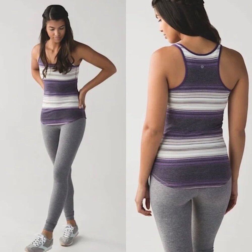 Lululemon Refresh Racer Tank Osaka Stripe Heathered Grape Tank Top Size 6